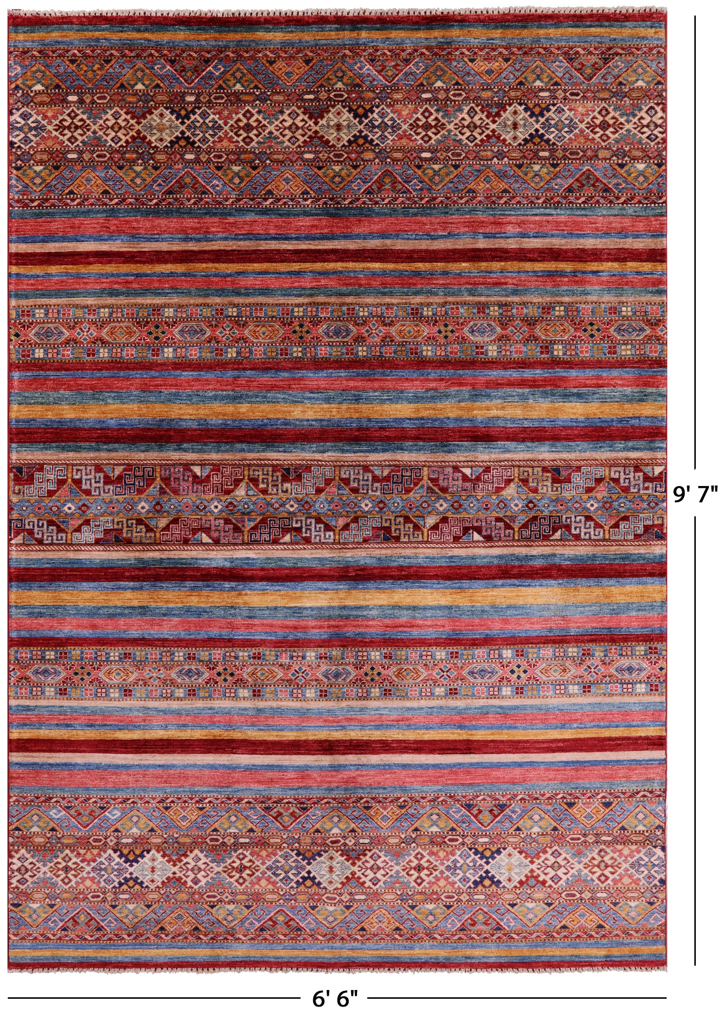 Khorjin Persian Gabbeh Hand Knotted Wool Rug - 6' 6" X 9' 7" - Golden Nile