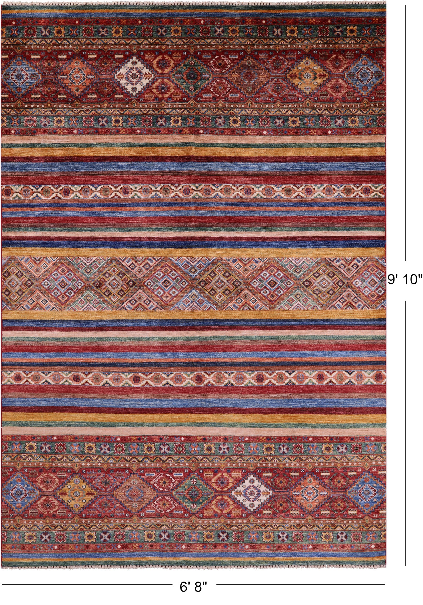 Khorjin Persian Gabbeh Handmade Wool Rug - 6' 8" X 9' 10" - Golden Nile