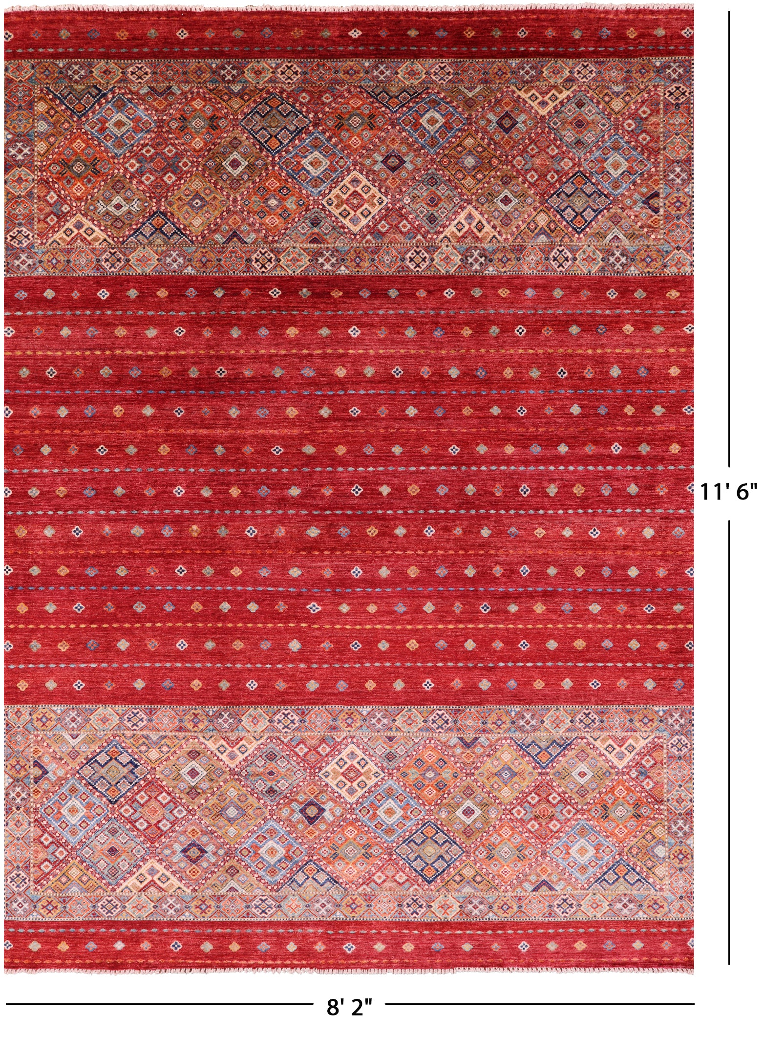 Red Khorjin Persian Gabbeh Hand Knotted Wool Rug - 8' 2" X 11' 6" - Golden Nile