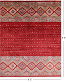 Red Khorjin Persian Gabbeh Hand Knotted Wool Rug - 8' 0" X 9' 9" - Golden Nile