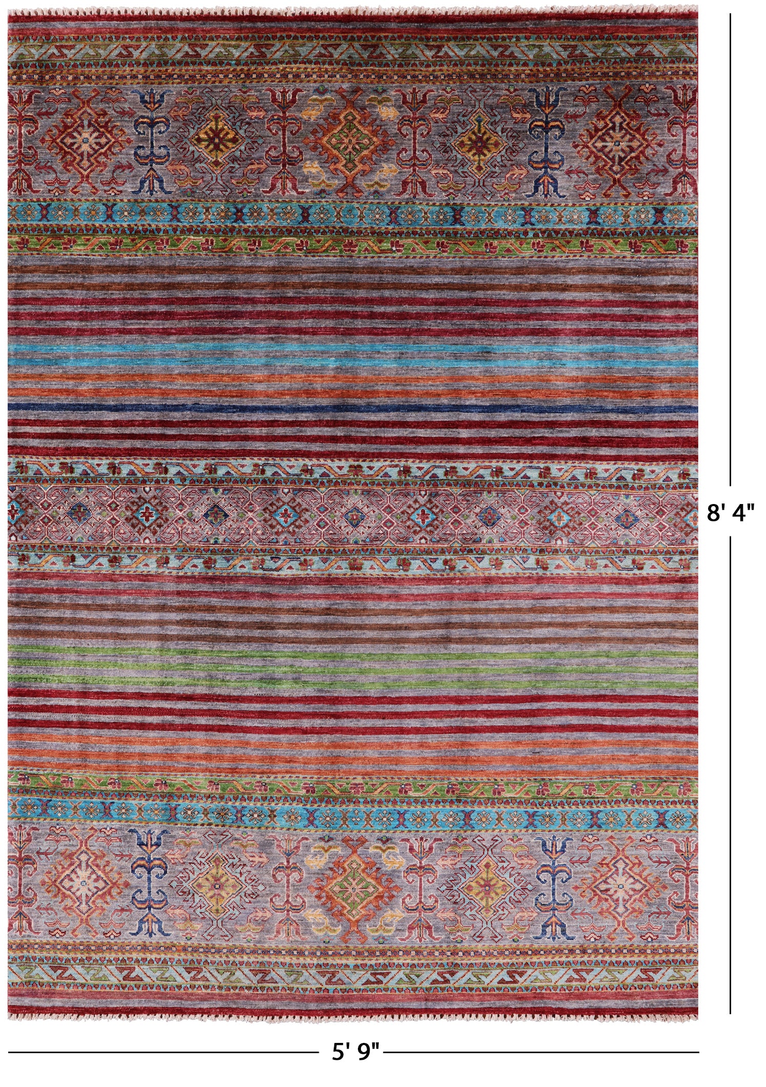 Khorjin Persian Gabbeh Hand Knotted Wool Rug - 5' 9" X 8' 4" - Golden Nile