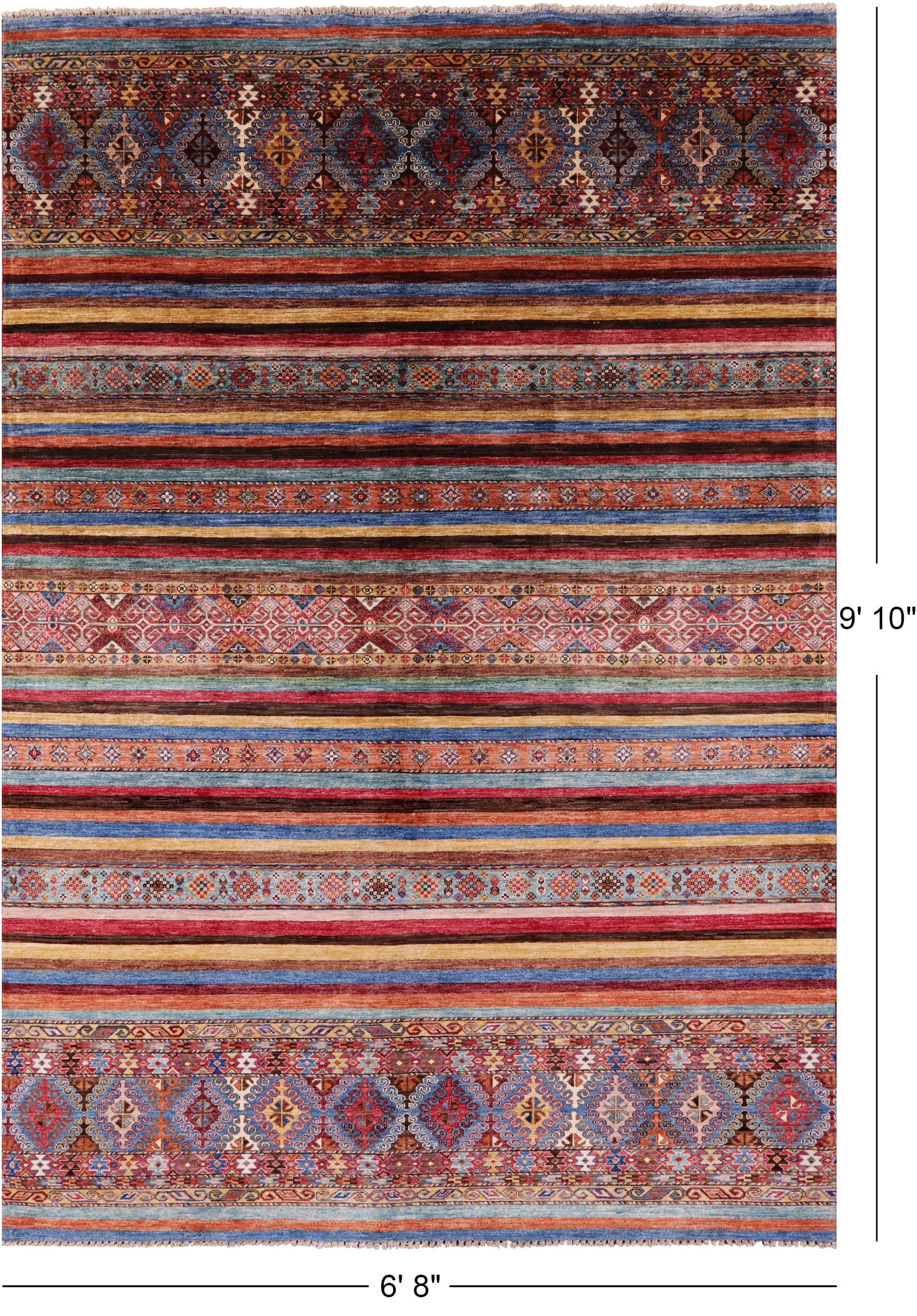 Khorjin Persian Gabbeh Hand Knotted Wool Rug - 6' 8" X 9' 10" - Golden Nile