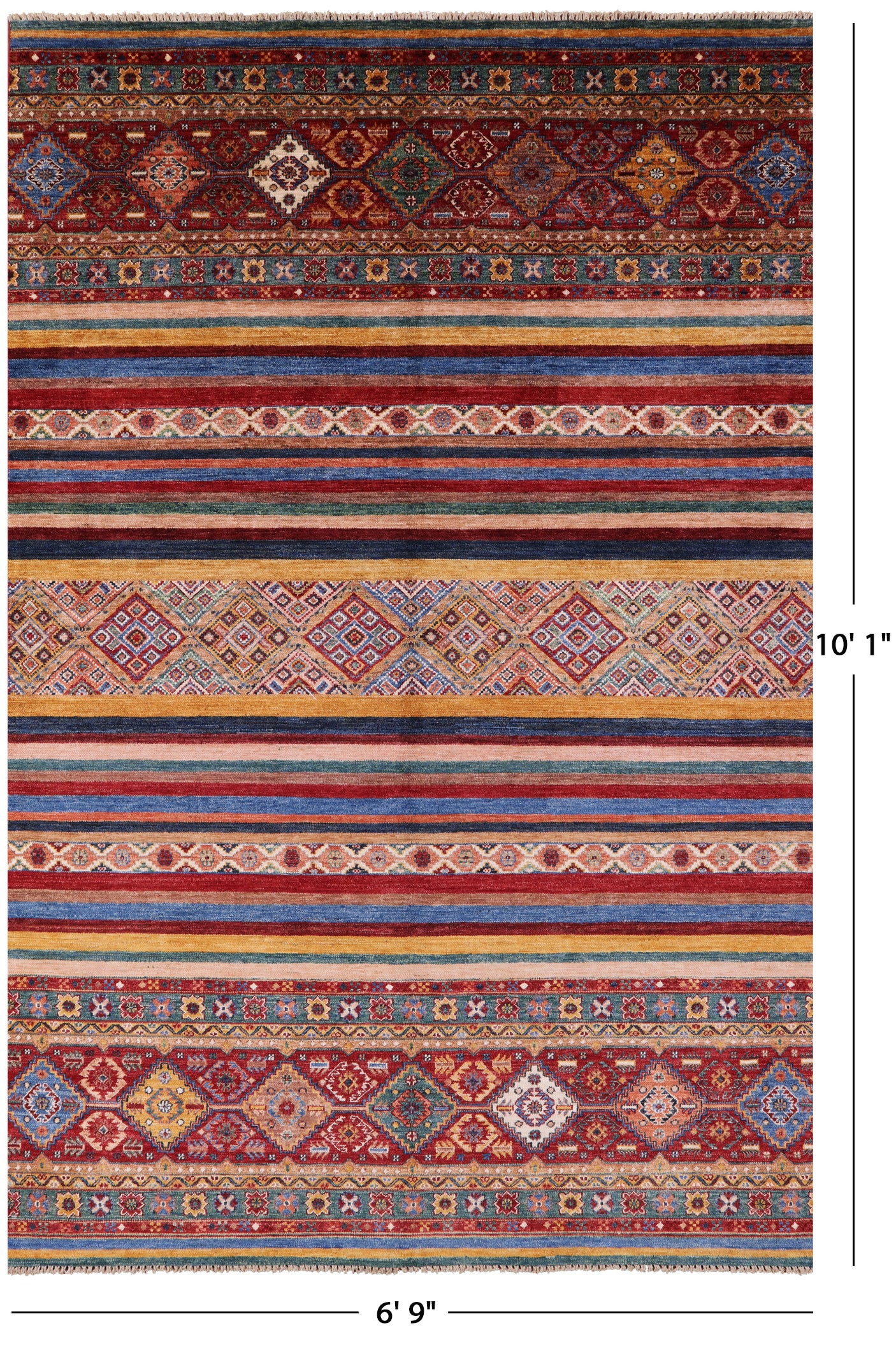 Khorjin Persian Gabbeh Hand Knotted Wool Rug - 6' 9" X 10' 1" - Golden Nile