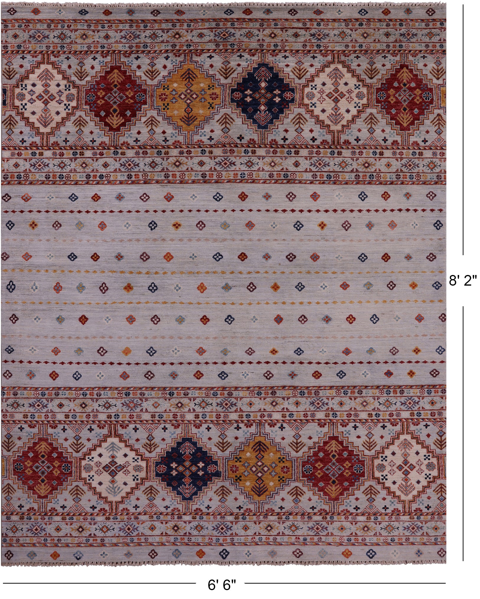 Khorjin Persian Gabbeh Hand Knotted Wool Rug - 6' 6" X 8' 2" - Golden Nile