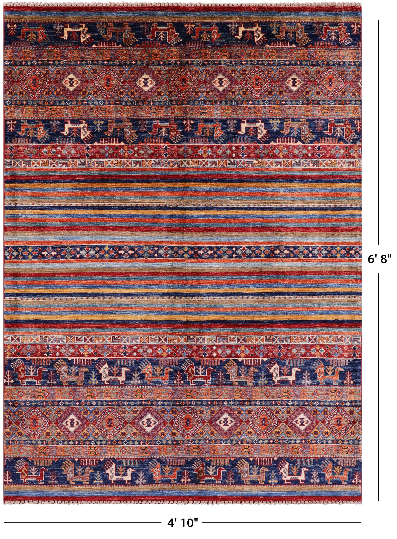 Tribal Persian Gabbeh Handmade Wool Rug - 4' 10" X 6' 8" - Golden Nile