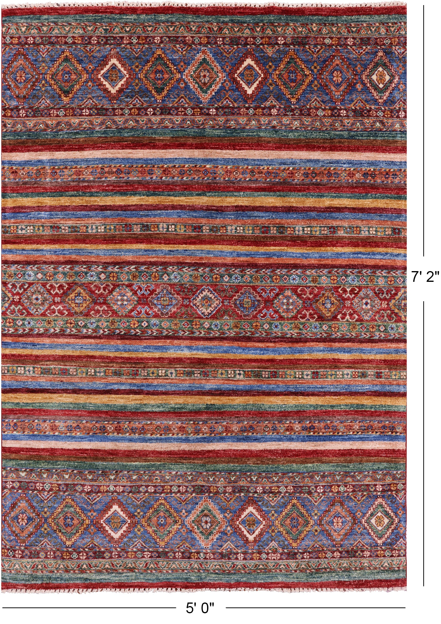 Khorjin Persian Gabbeh Hand Knotted Wool Rug - 5' 0" X 7' 2" - Golden Nile