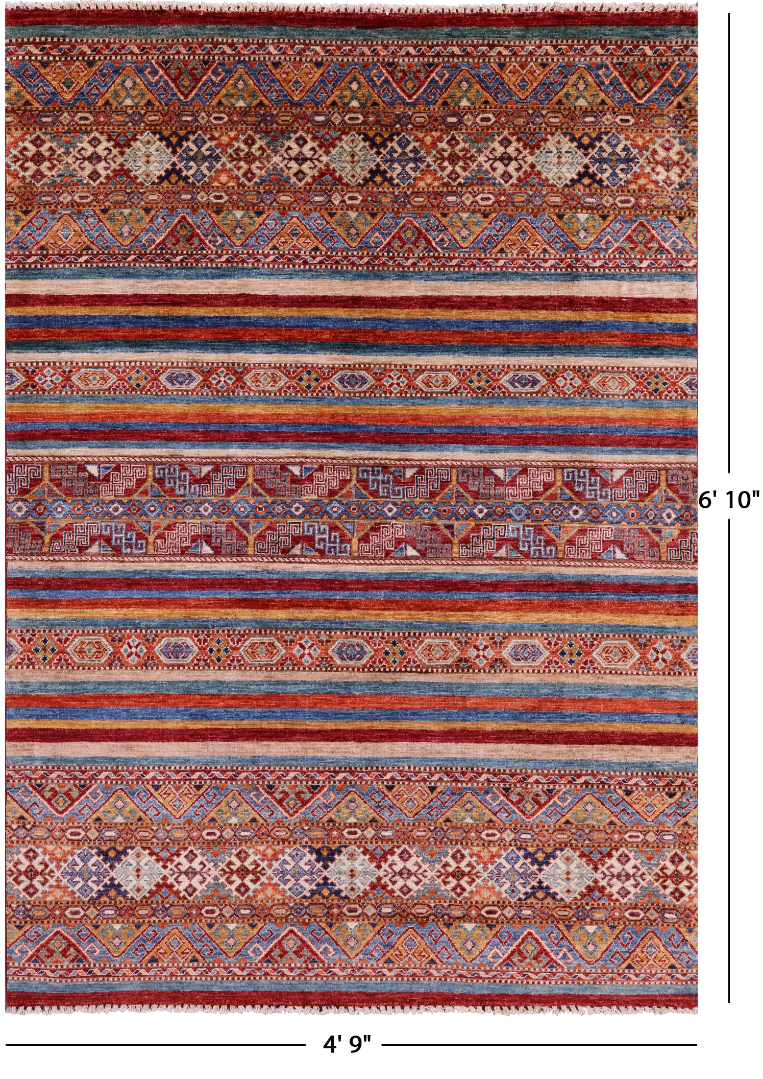 Khorjin Persian Gabbeh Handmade Wool Rug - 4' 9" X 6' 10" - Golden Nile