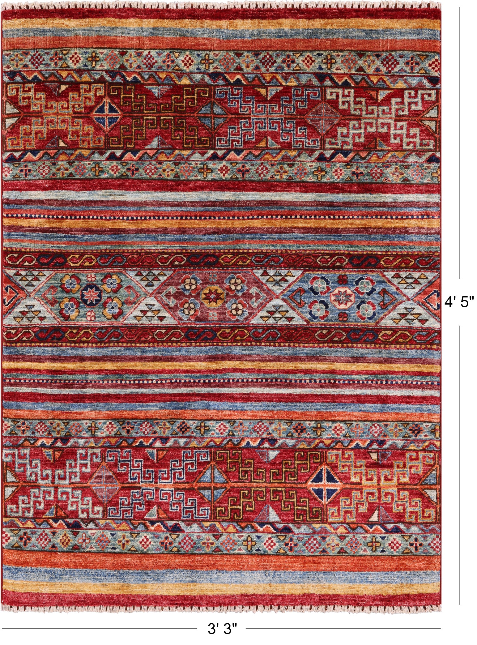 Khorjin Persian Gabbeh Handmade Wool Rug - 3' 3" X 4' 5" - Golden Nile