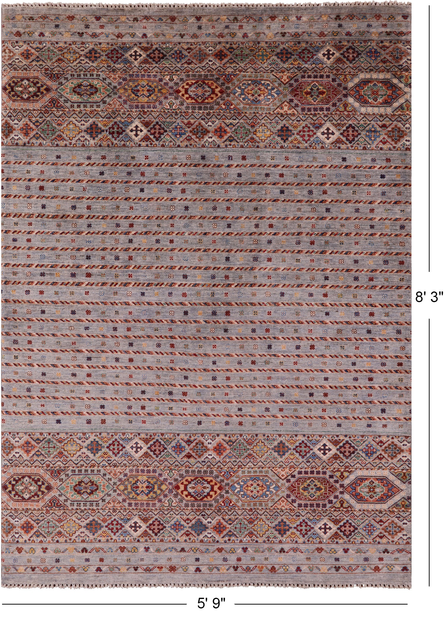 Khorjin Persian Gabbeh Hand Knotted Wool Rug - 5' 9" X 8' 3" - Golden Nile