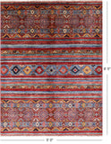 Khorjin Persian Gabbeh Hand Knotted Wool Rug - 5' 0" X 6' 5" - Golden Nile