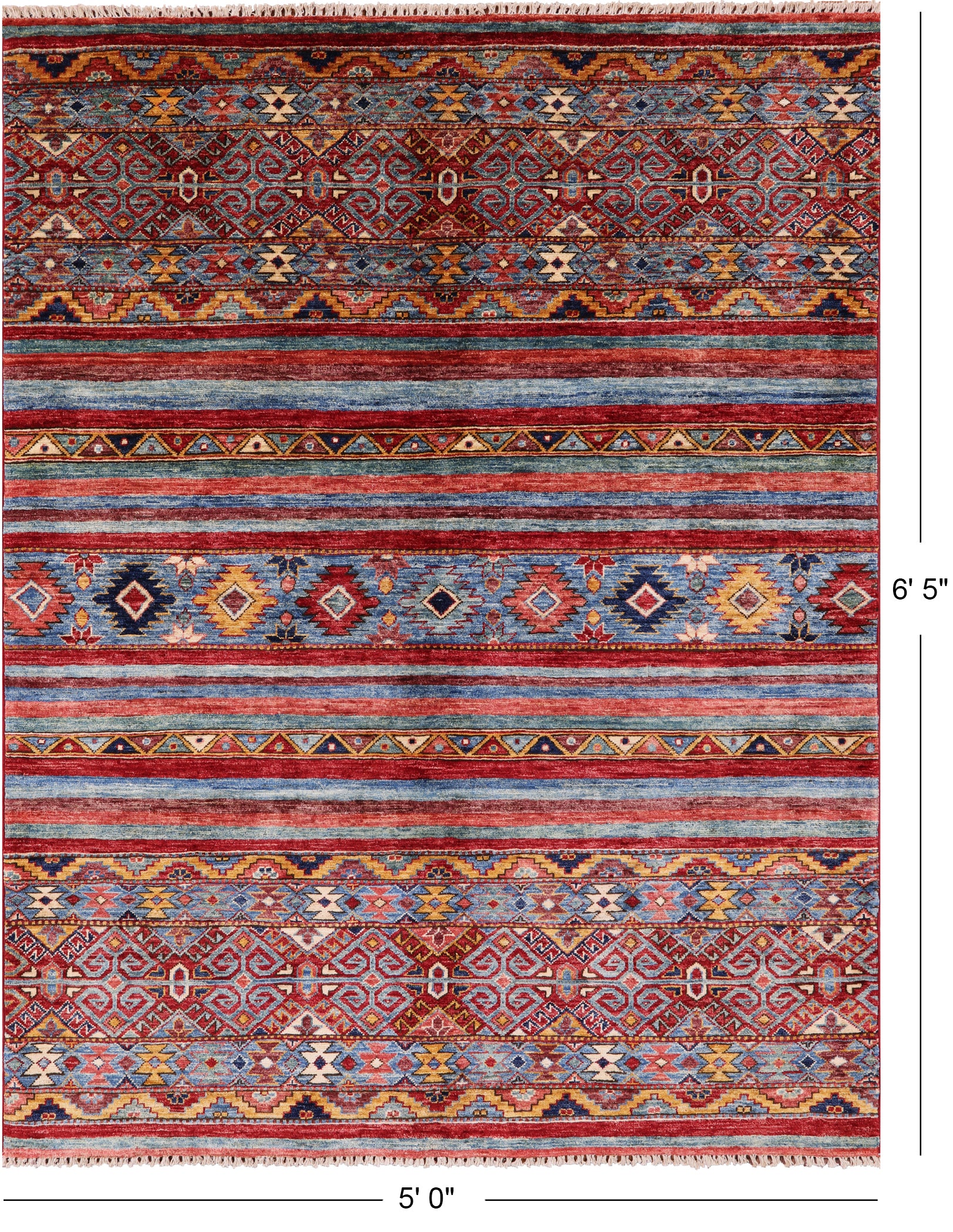 Khorjin Persian Gabbeh Hand Knotted Wool Rug - 5' 0" X 6' 5" - Golden Nile