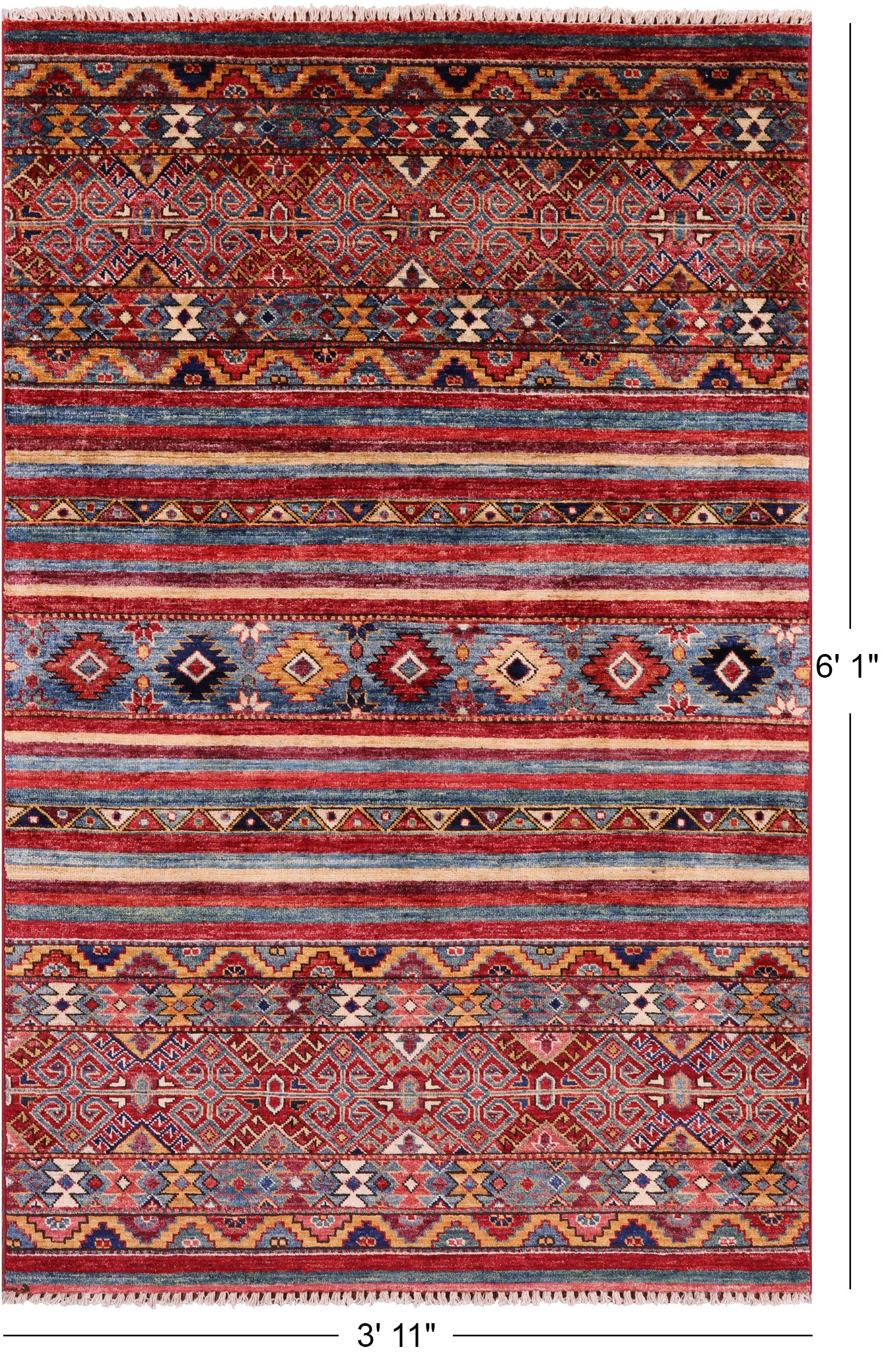 Khorjin Persian Gabbeh Handmade Wool Rug - 3' 11" X 6' 1" - Golden Nile