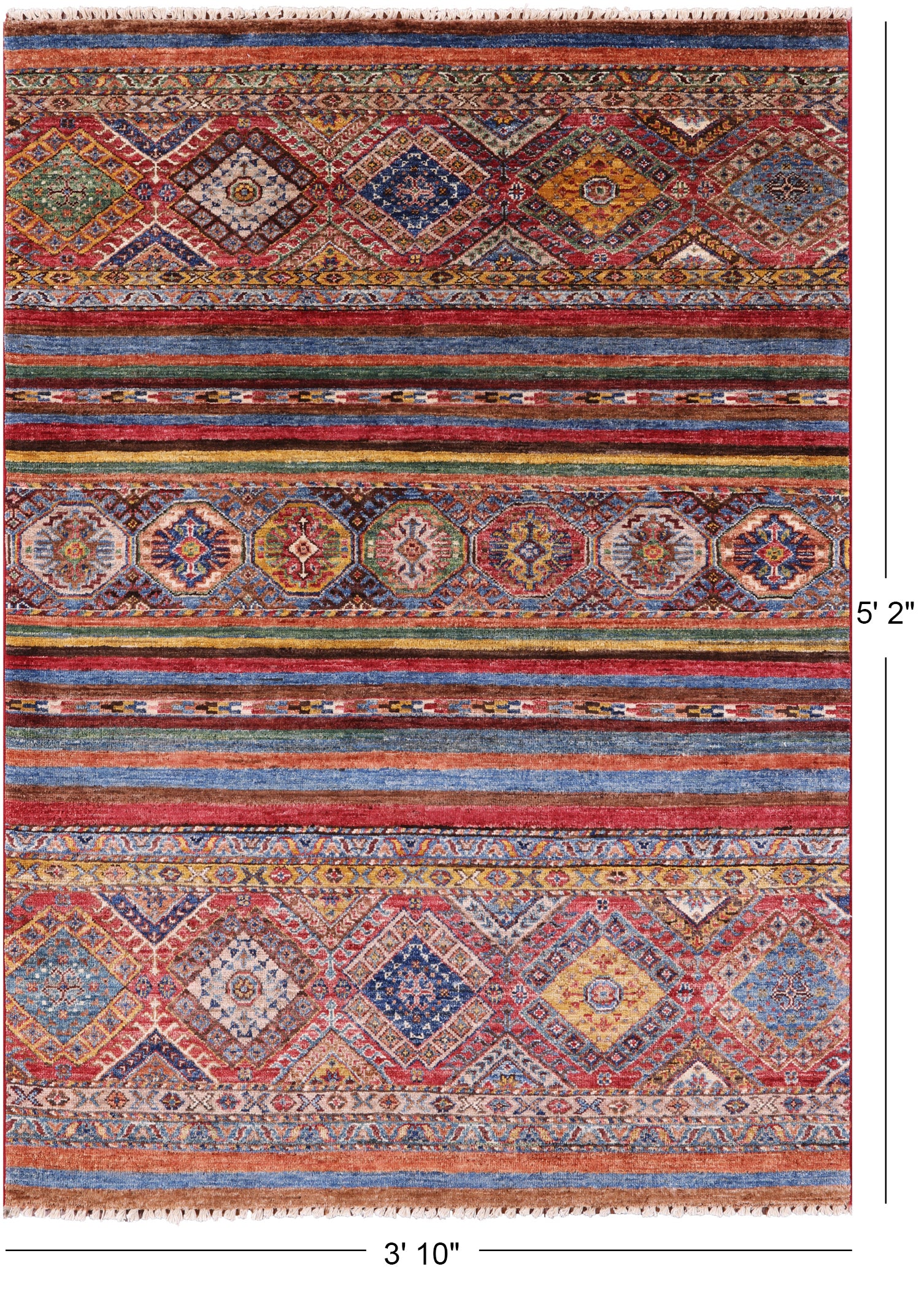 Khorjin Persian Gabbeh Hand Knotted Wool Rug - 3' 10" X 5' 2" - Golden Nile