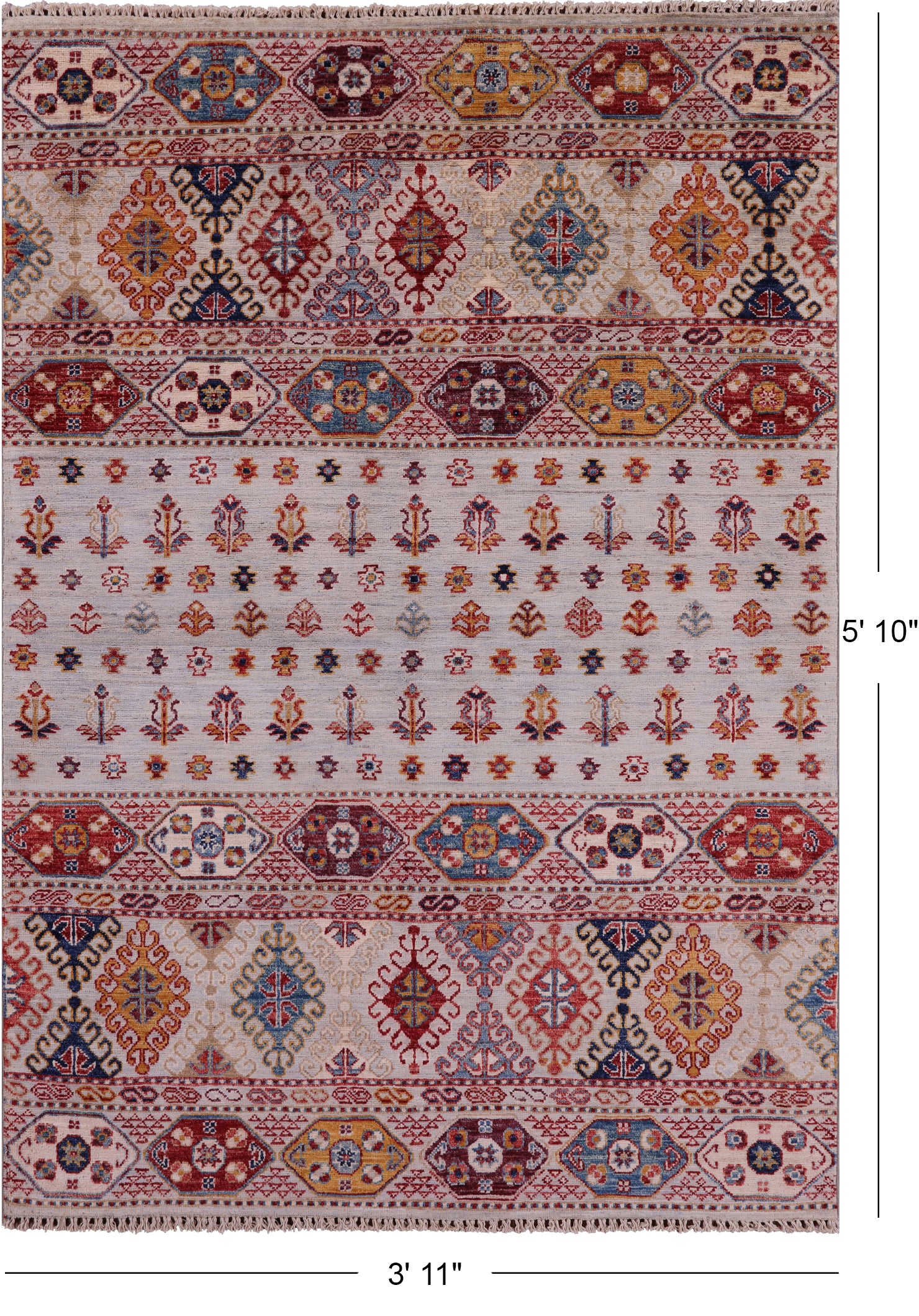 Khorjin Persian Gabbeh Hand Knotted Wool Rug - 3' 11" X 5' 10" - Golden Nile