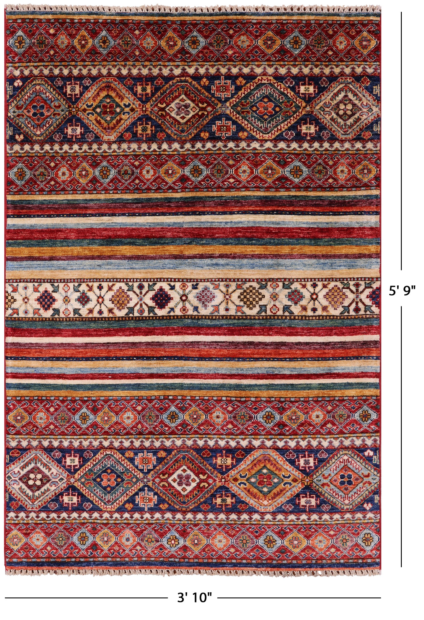 Khorjin Persian Gabbeh Hand Knotted Wool Rug - 3' 10" X 5' 9" - Golden Nile