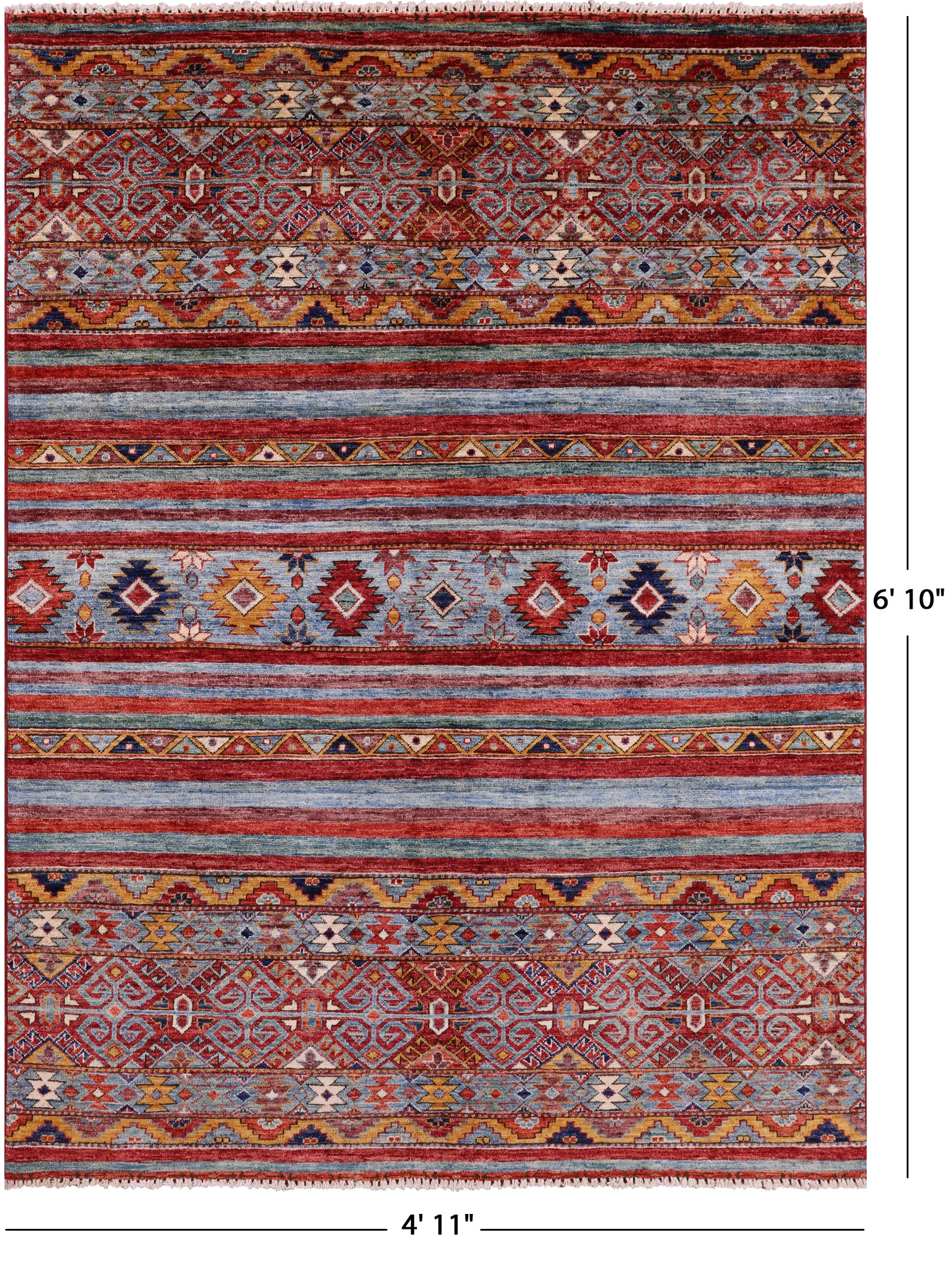 Khorjin Persian Gabbeh Handmade Wool Rug - 4' 11" X 6' 10" - Golden Nile