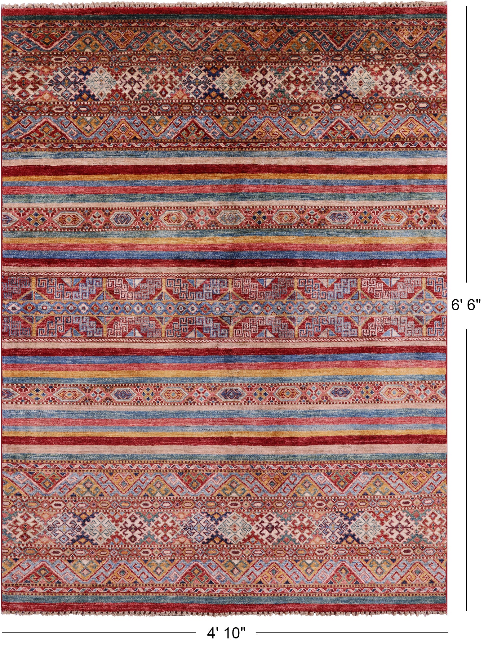 Khorjin Persian Gabbeh Hand Knotted Wool Rug - 4' 10" X 6' 6" - Golden Nile