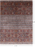 Khorjin Persian Gabbeh Handmade Wool Rug - 4' 11" X 6' 9" - Golden Nile