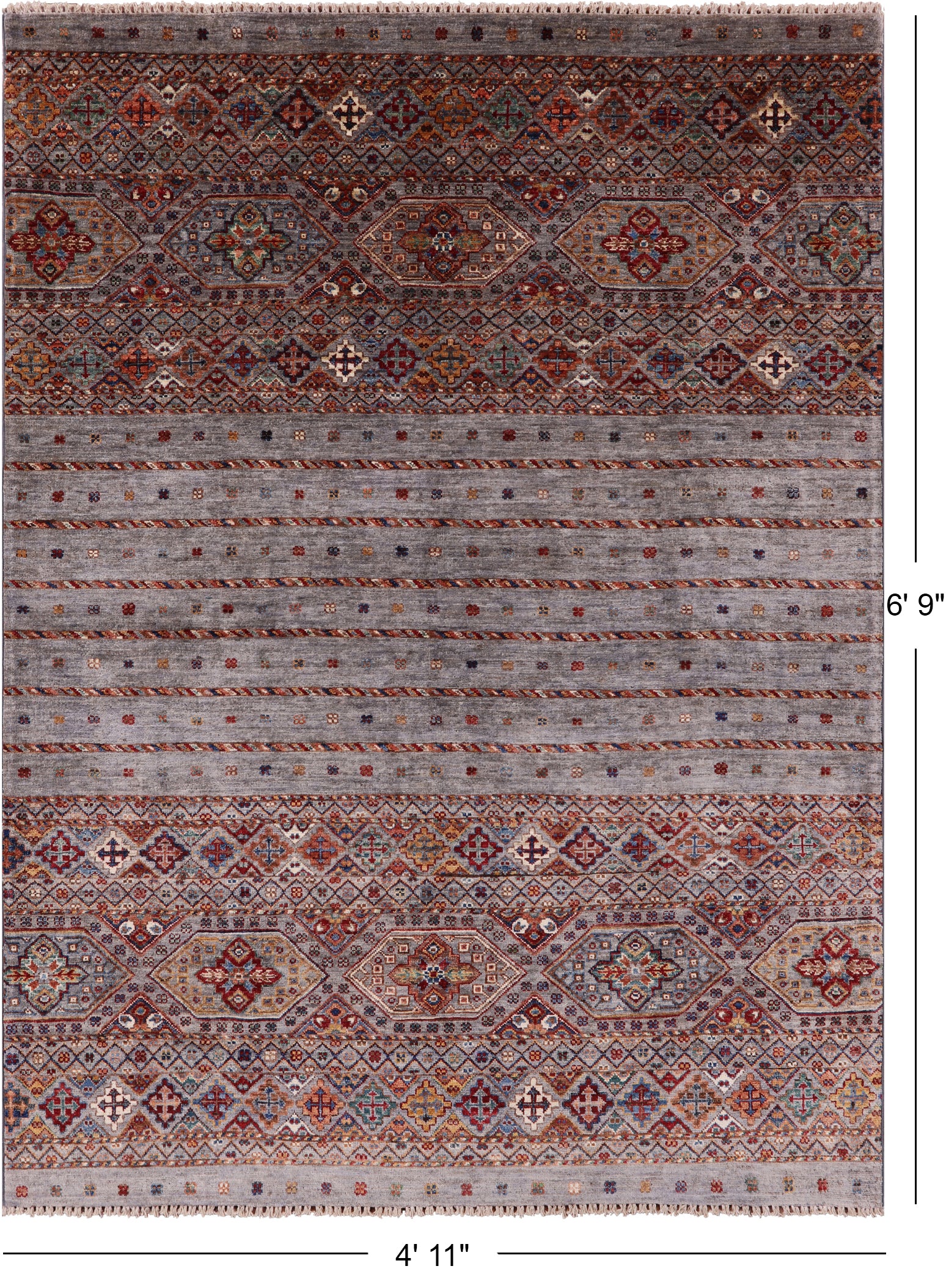Khorjin Persian Gabbeh Handmade Wool Rug - 4' 11" X 6' 9" - Golden Nile