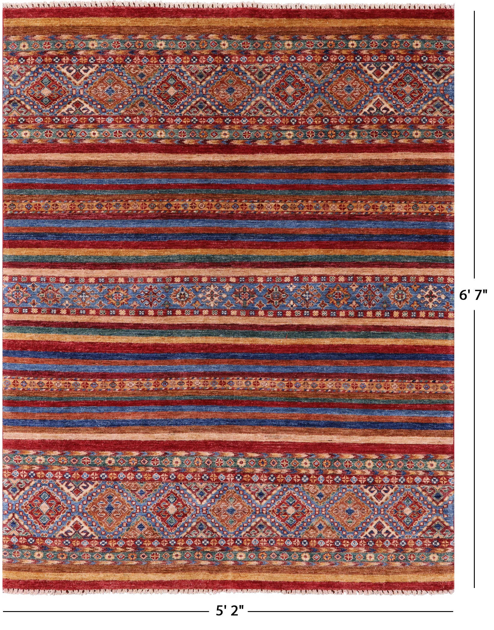 Khorjin Persian Gabbeh Hand Knotted Wool Rug - 5' 2" X 6' 7" - Golden Nile