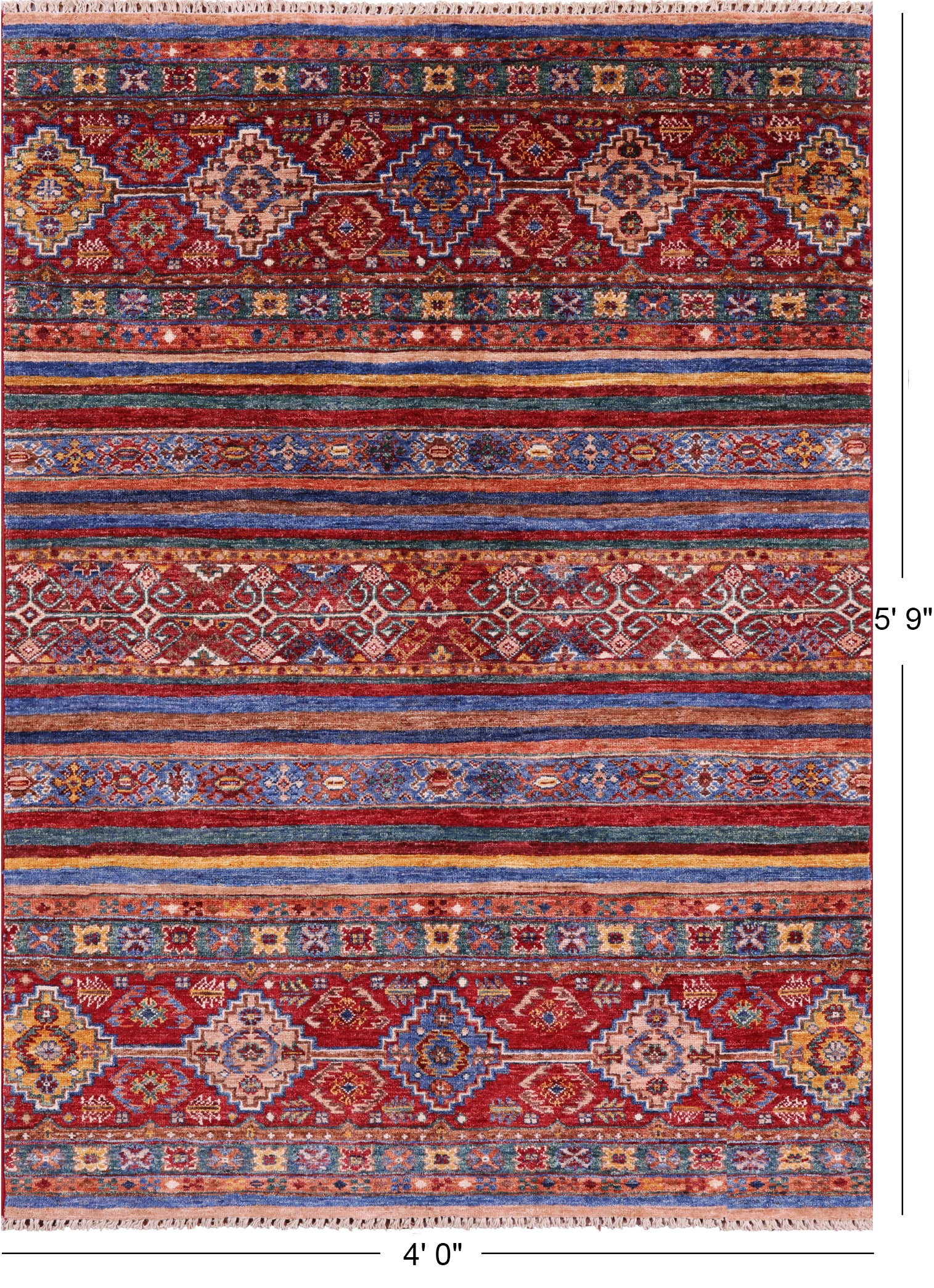 Khorjin Persian Gabbeh Hand Knotted Wool Rug - 4' 0" X 5' 9" - Golden Nile