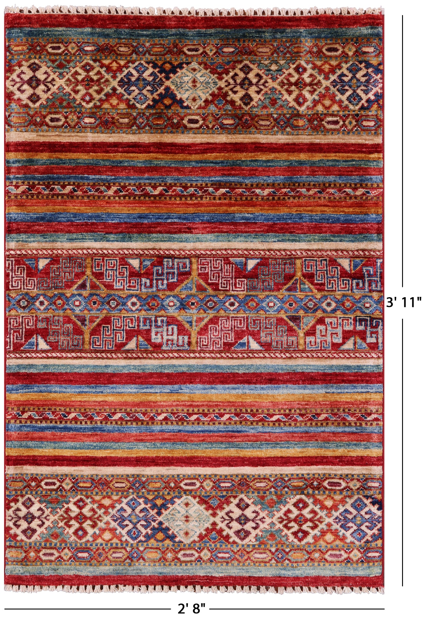 Khorjin Persian Gabbeh Handmade Wool Rug - 2' 8" X 3' 11" - Golden Nile