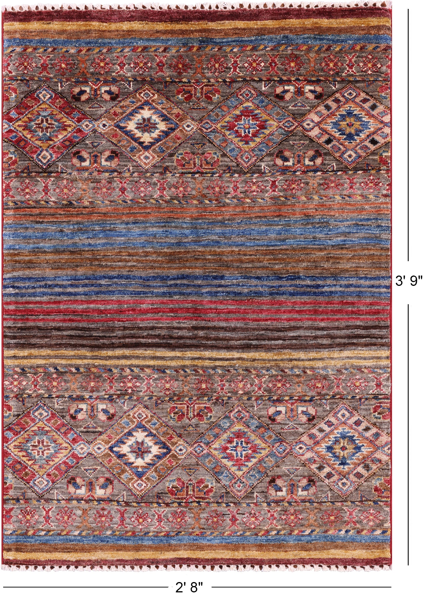 Khorjin Persian Gabbeh Handmade Wool Rug - 2' 8" X 3' 9" - Golden Nile