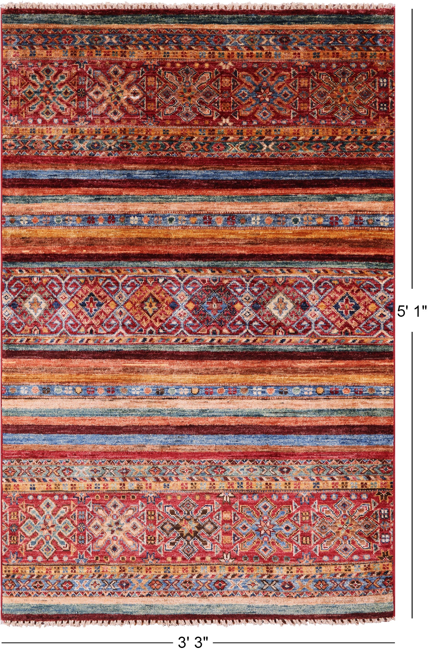Khorjin Persian Gabbeh Handmade Wool Rug - 3' 3" X 5' 1" - Golden Nile