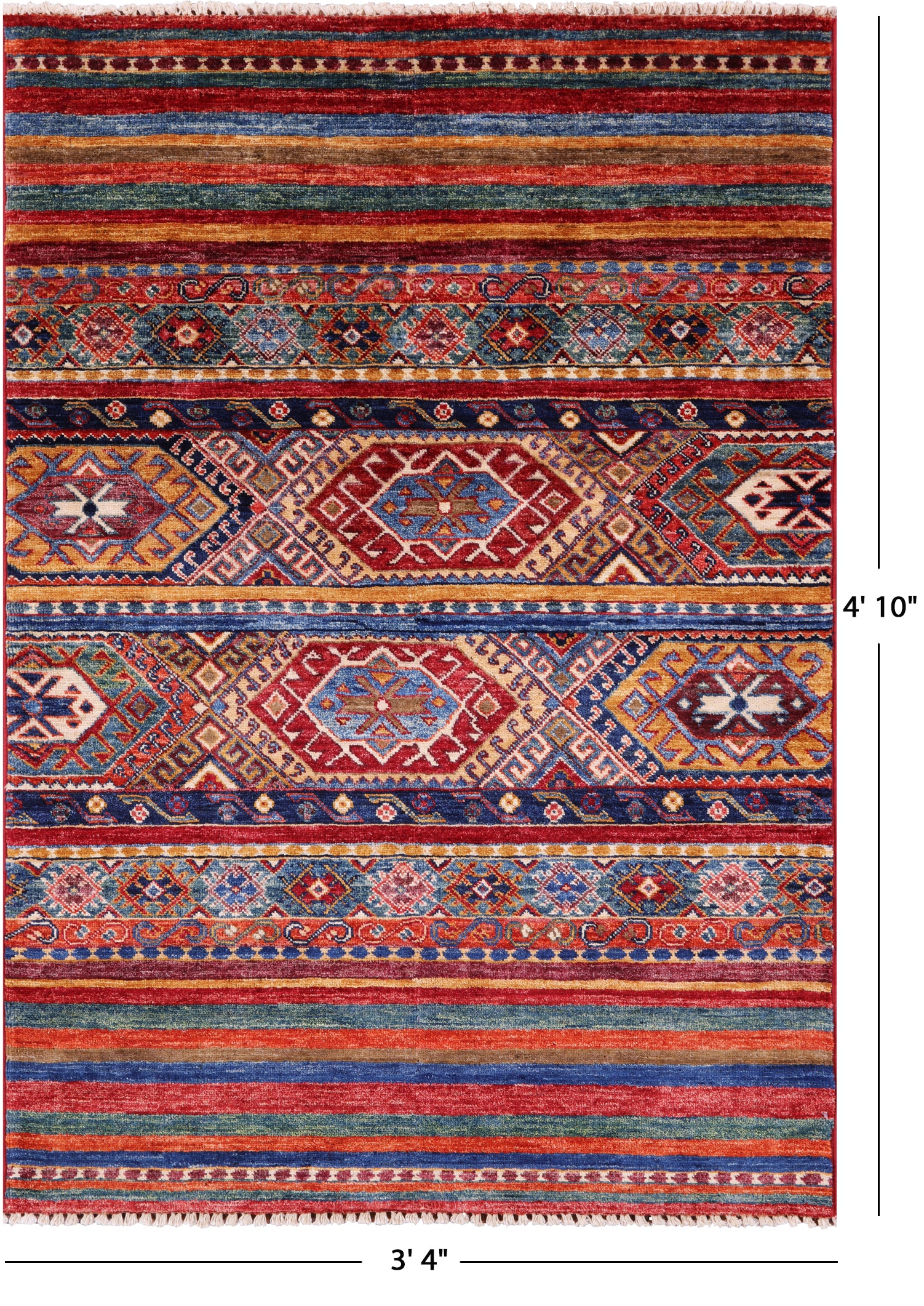 Khorjin Persian Gabbeh Hand Knotted Wool Rug - 3' 4" X 4' 10" - Golden Nile