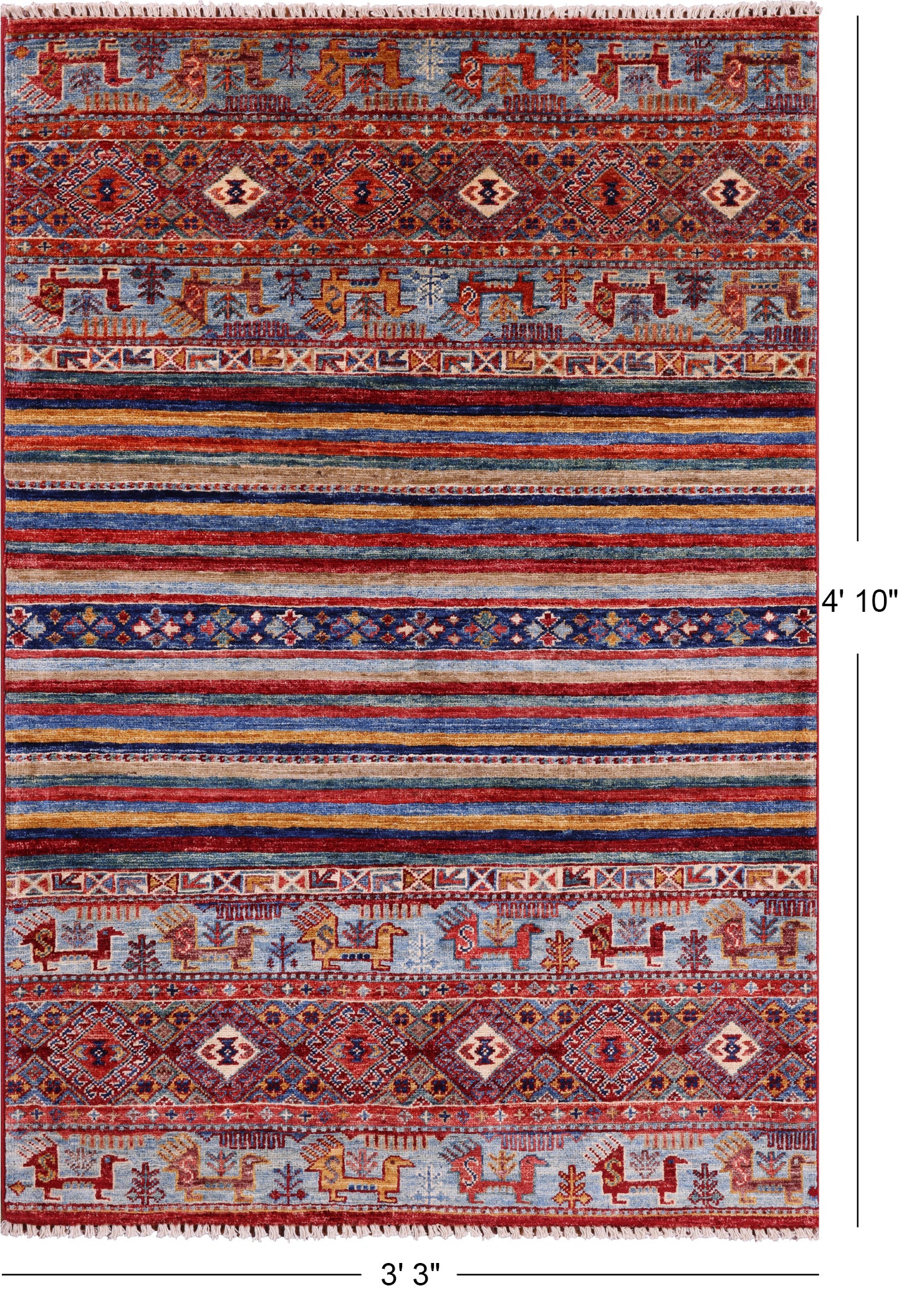 Tribal Persian Gabbeh Hand Knotted Wool Rug - 3' 3" X 4' 10" - Golden Nile