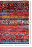Khorjin Persian Gabbeh Hand Knotted Wool Rug - 3' 4" X 4' 11" - Golden Nile