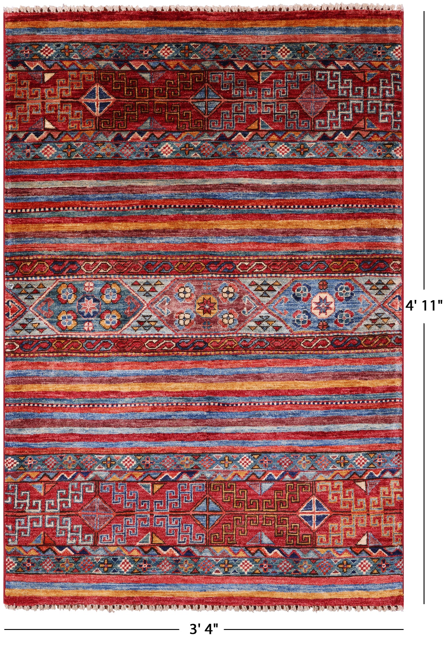 Khorjin Persian Gabbeh Hand Knotted Wool Rug - 3' 4" X 4' 11" - Golden Nile