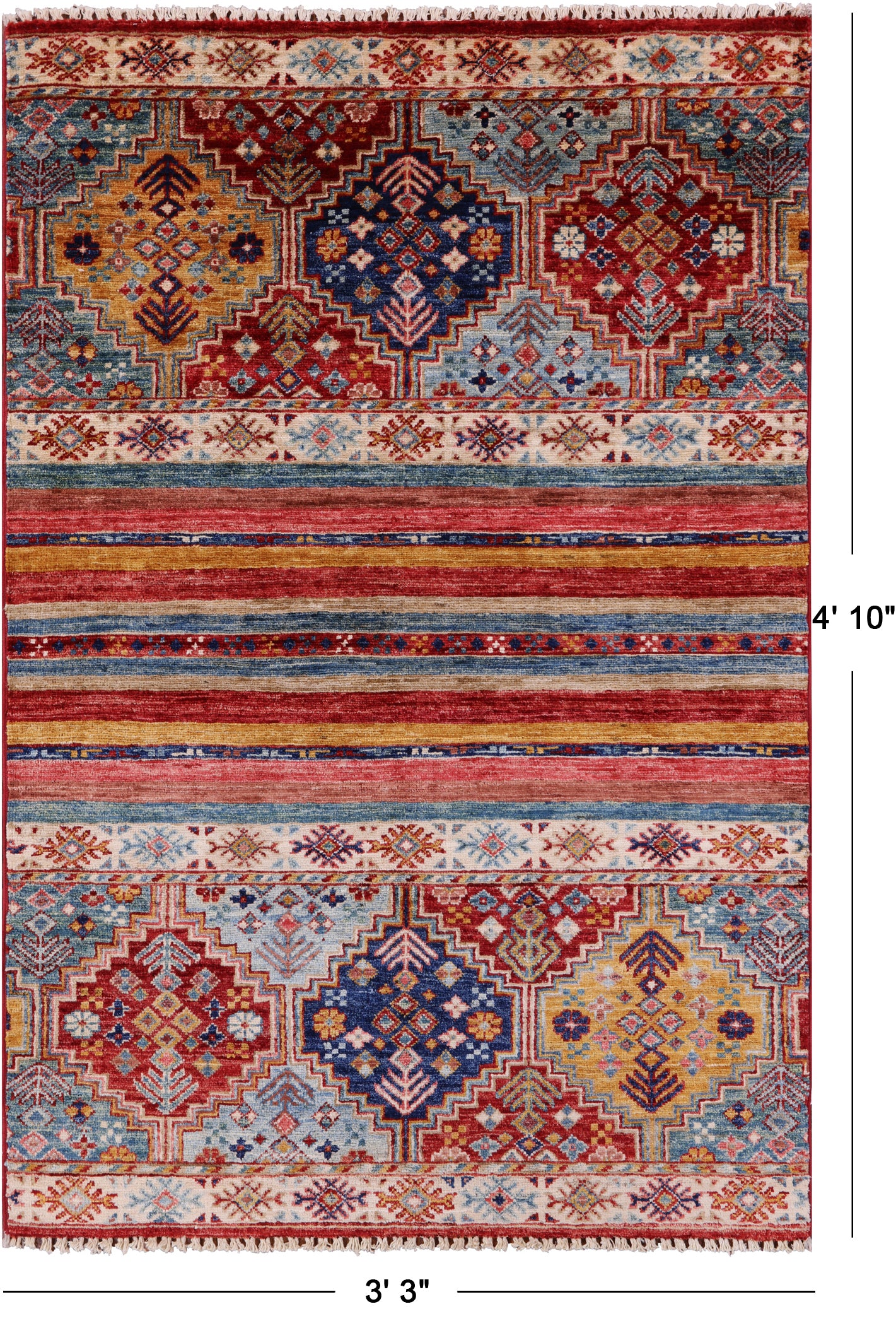Khorjin Persian Gabbeh Hand Knotted Wool Rug - 3' 3" X 4' 10" - Golden Nile