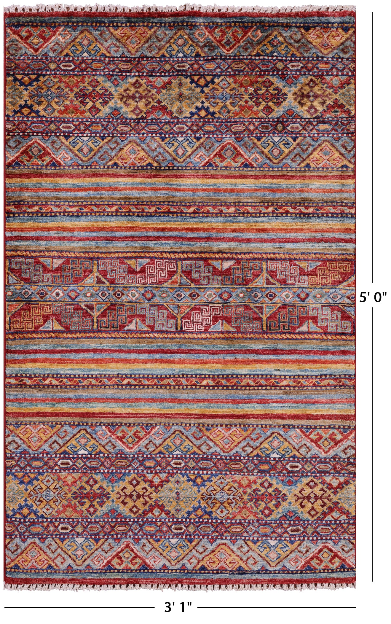 Khorjin Persian Gabbeh Handmade Wool Rug - 3' 1" X 5' 0" - Golden Nile