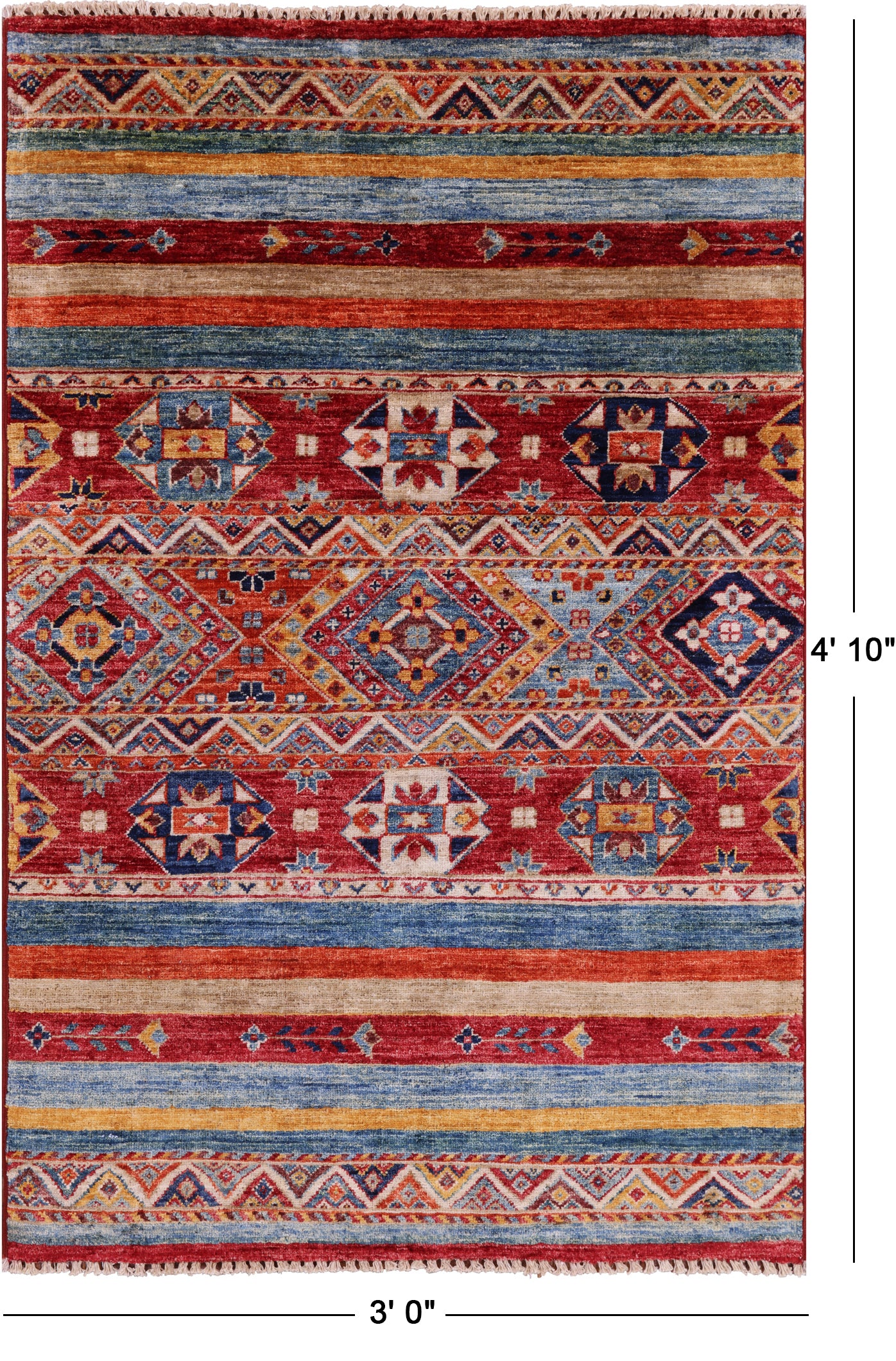 Khorjin Persian Gabbeh Handmade Wool Rug - 3' 0" X 4' 10" - Golden Nile