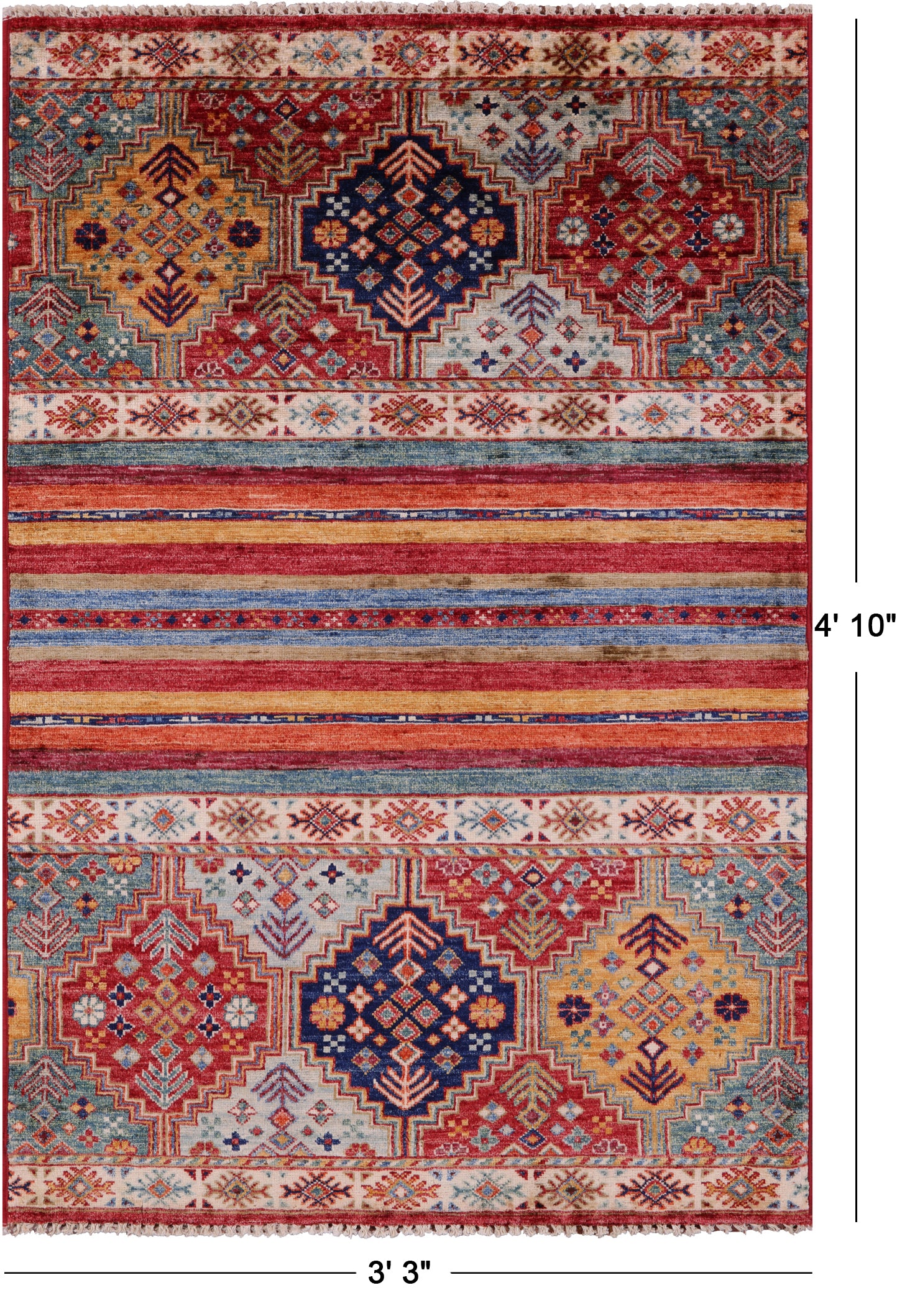 Khorjin Persian Gabbeh Hand Knotted Wool Rug - 3' 3" X 4' 10" - Golden Nile