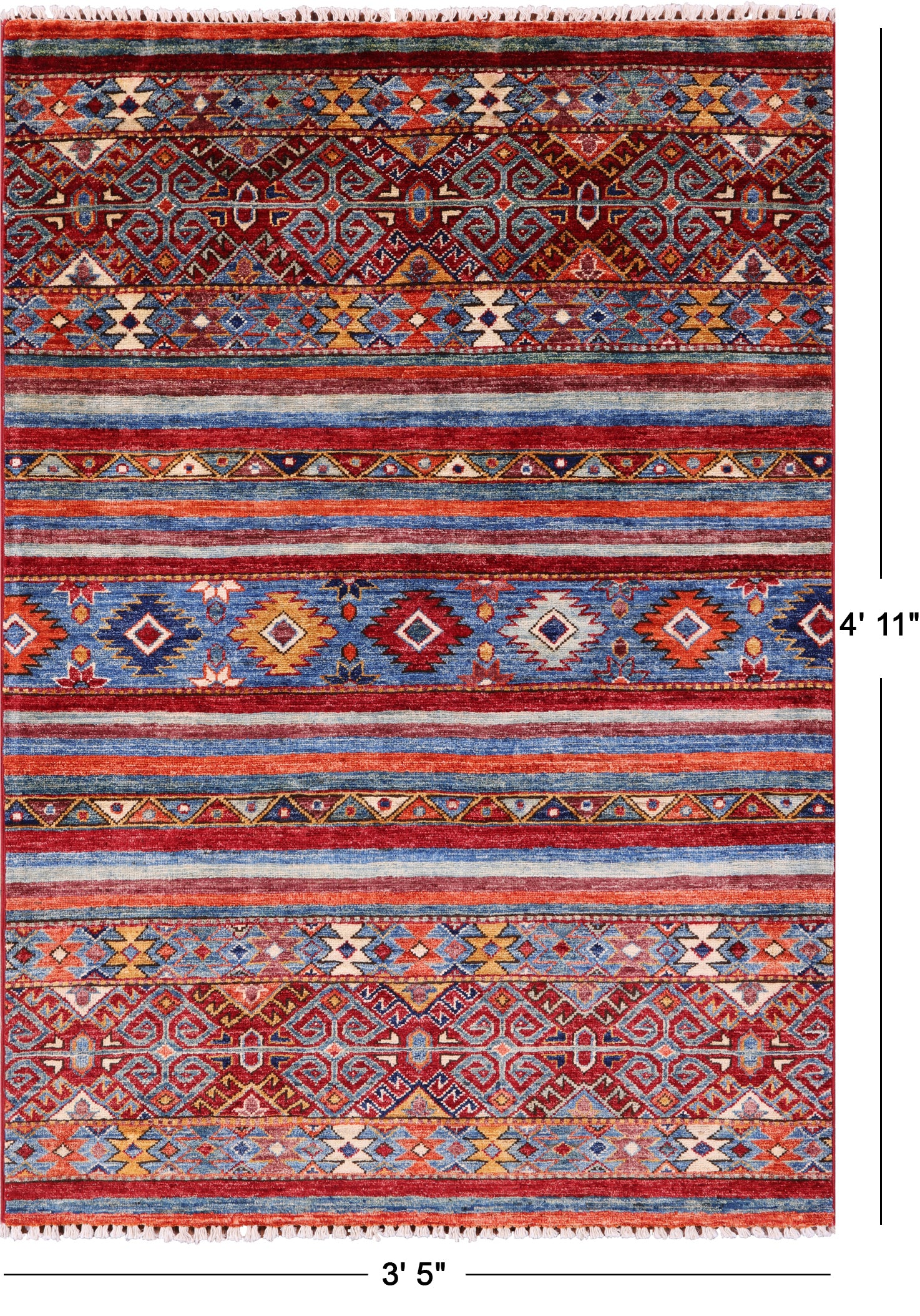Khorjin Persian Gabbeh Handmade Wool Rug - 3' 5" X 4' 11" - Golden Nile