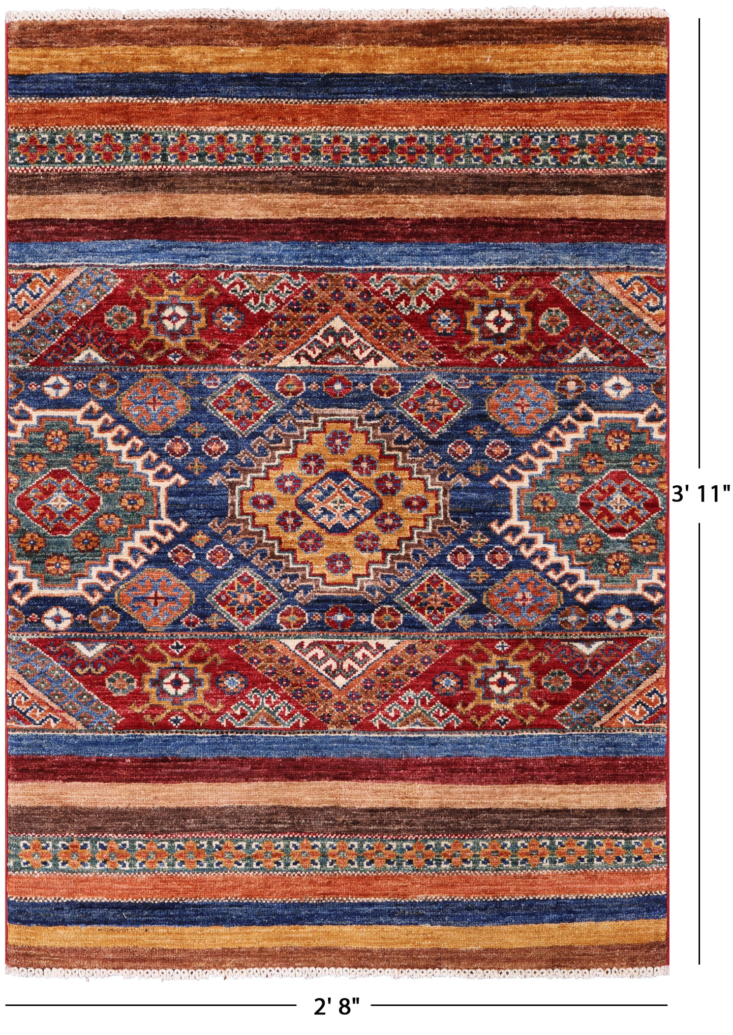 Khorjin Persian Gabbeh Hand Knotted Wool Rug - 2' 8" X 3' 11" - Golden Nile