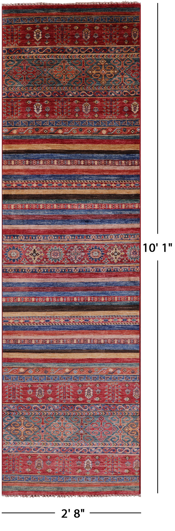 Khorjin Persian Gabbeh Hand Knotted Wool Runner Rug - 2' 8" X 10' 1" - Golden Nile