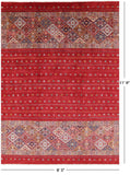 Red Khorjin Persian Gabbeh Hand Knotted Wool Rug - 8' 3" X 11' 9" - Golden Nile