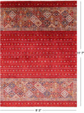 Red Khorjin Persian Gabbeh Hand Knotted Wool Rug - 8' 3" X 11' 7" - Golden Nile