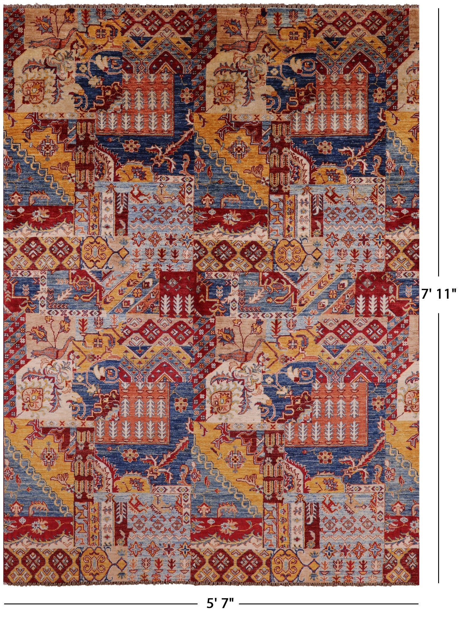 Super Kazak Hand Knotted Wool Rug - 5' 7" X 7' 11" - Golden Nile