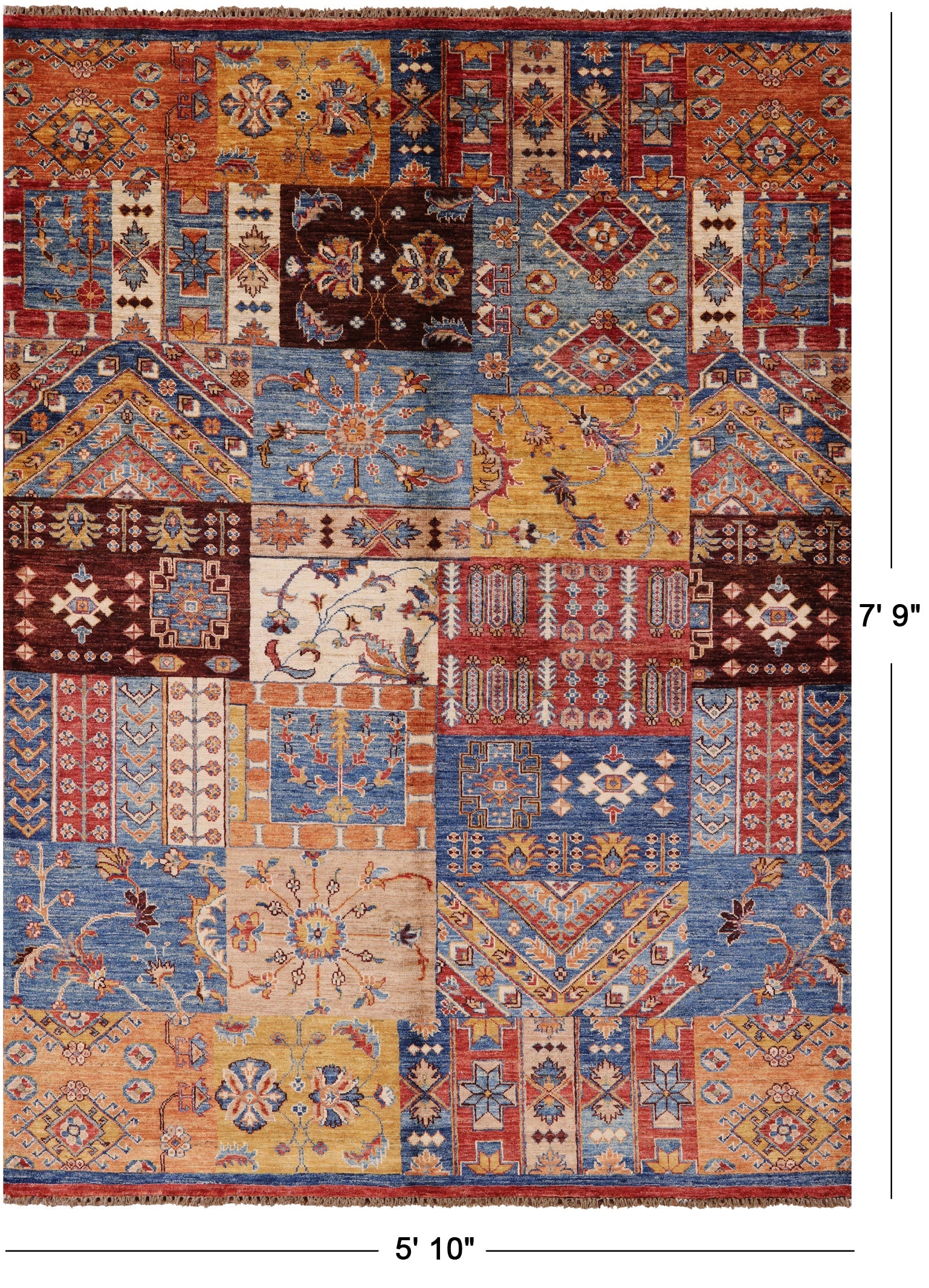 Super Kazak Hand Knotted Wool Rug - 5' 10" X 7' 9" - Golden Nile