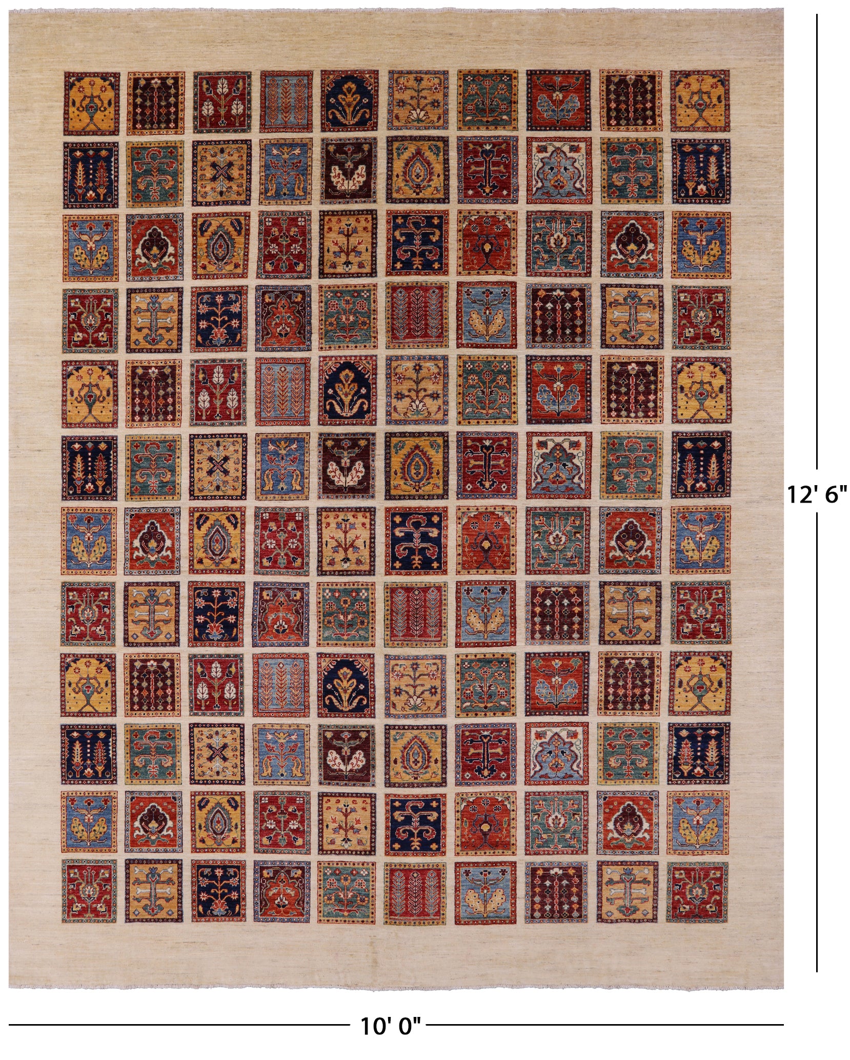 Ivory Garden Design Persian Hand Knotted Wool Rug - 10' 0" X 12' 6" - Golden Nile