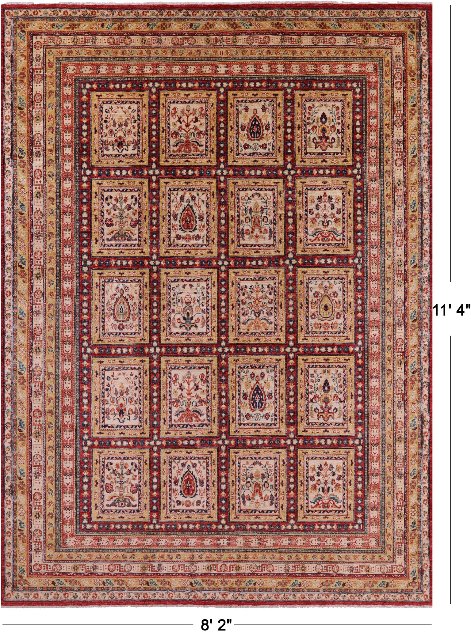 Garden Design Persian Hand Knotted Wool Rug - 8' 2" X 11' 4" - Golden Nile