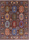 Brown Turkmen Ersari Hand Knotted Wool Rug - 5' 9" X 8' 0" - Golden Nile