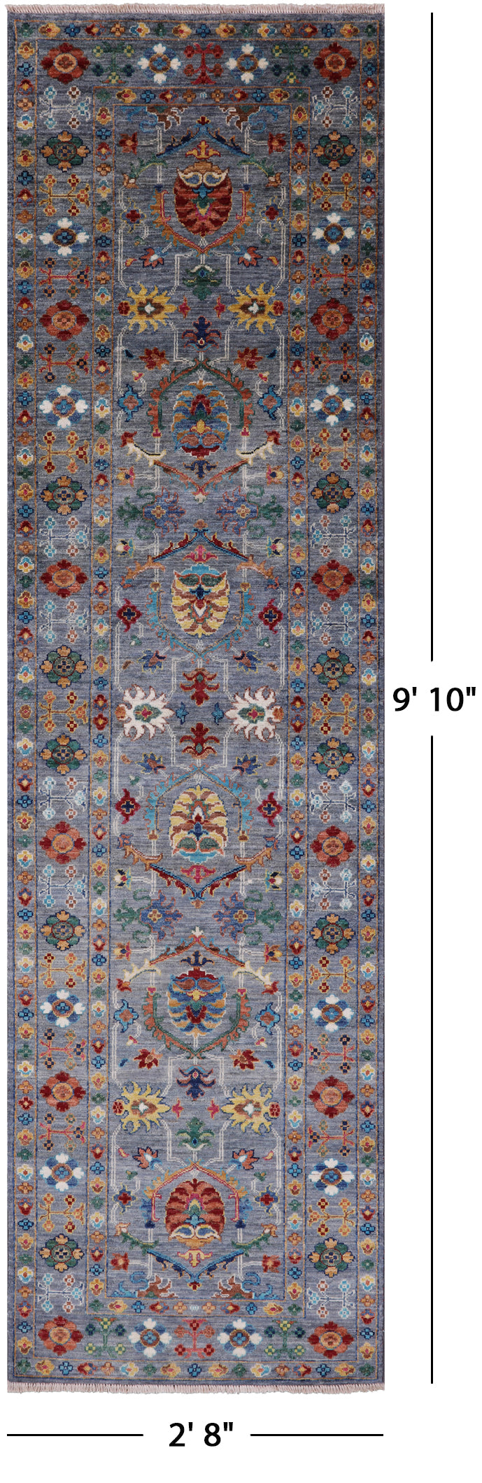 Peshawar Hand Knotted Wool Runner Rug - 2' 8" X 9' 10" - Golden Nile
