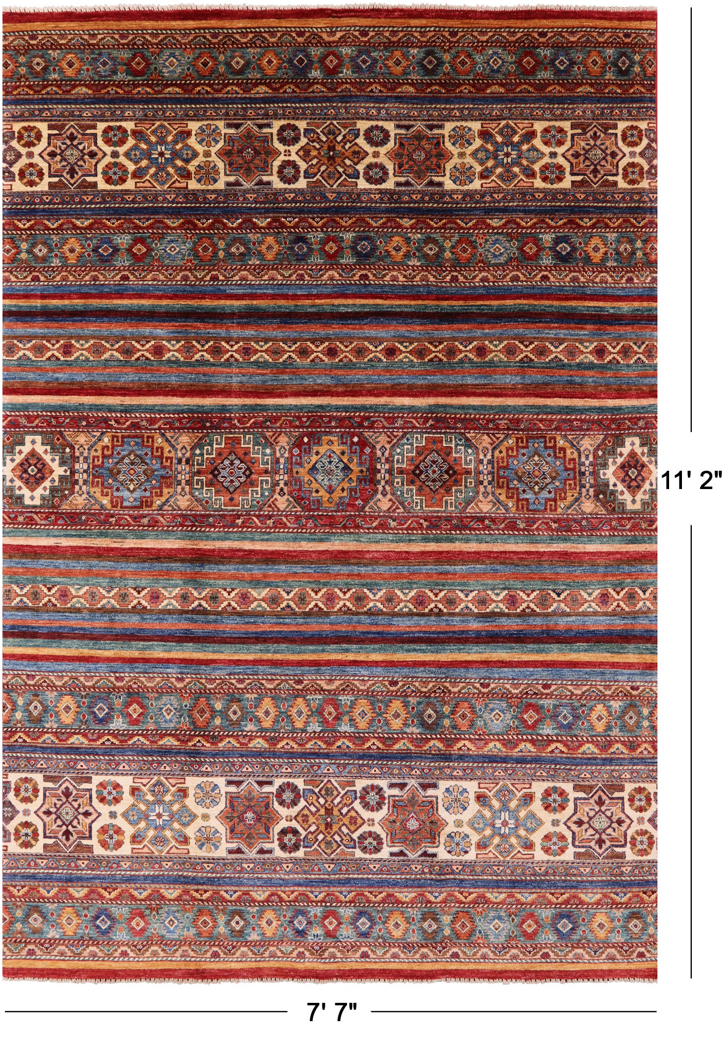Khorjin Persian Gabbeh Handmade Wool Rug - 7' 7" X 11' 2" - Golden Nile