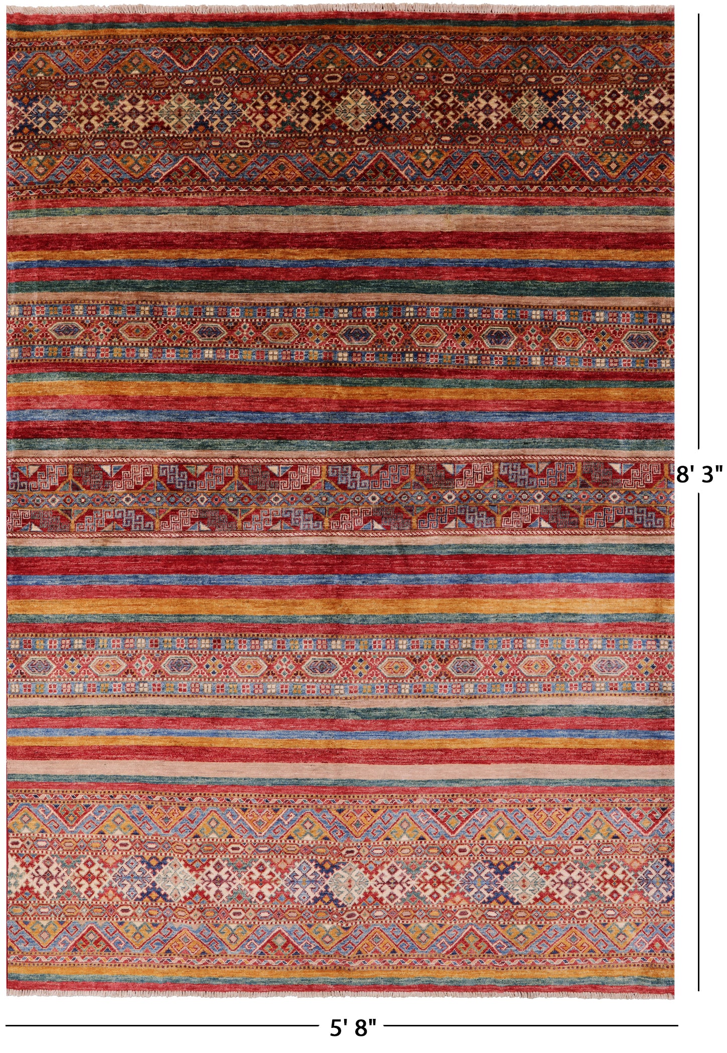 Khorjin Persian Gabbeh Handmade Wool Rug - 5' 8" X 8' 3" - Golden Nile