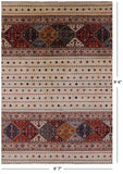 Ivory Khorjin Persian Gabbeh Hand Knotted Wool Rug - 6' 7" X 9' 6" - Golden Nile